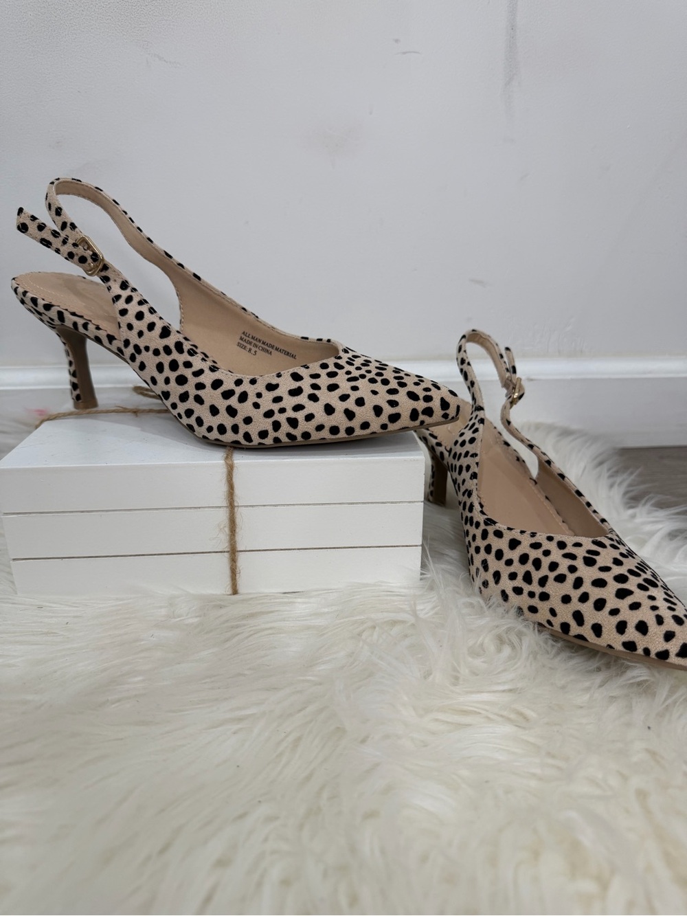 Isaac Mizrahi Beige and Black Spotted Slingback Heels